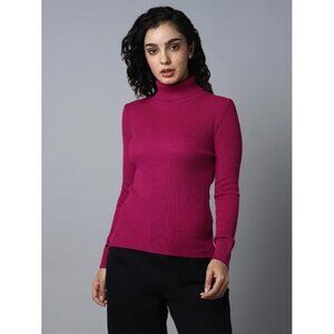 Chico's Womens Sweater Top Turtleneck Silk Knitted Long Sleeve Purple Size 2